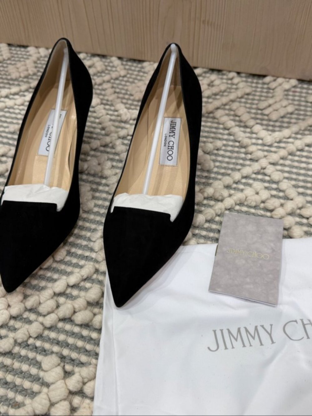 Jimmy Choo ALLURE Black Suede Pointed Toe Ballet Flats 37 US 7